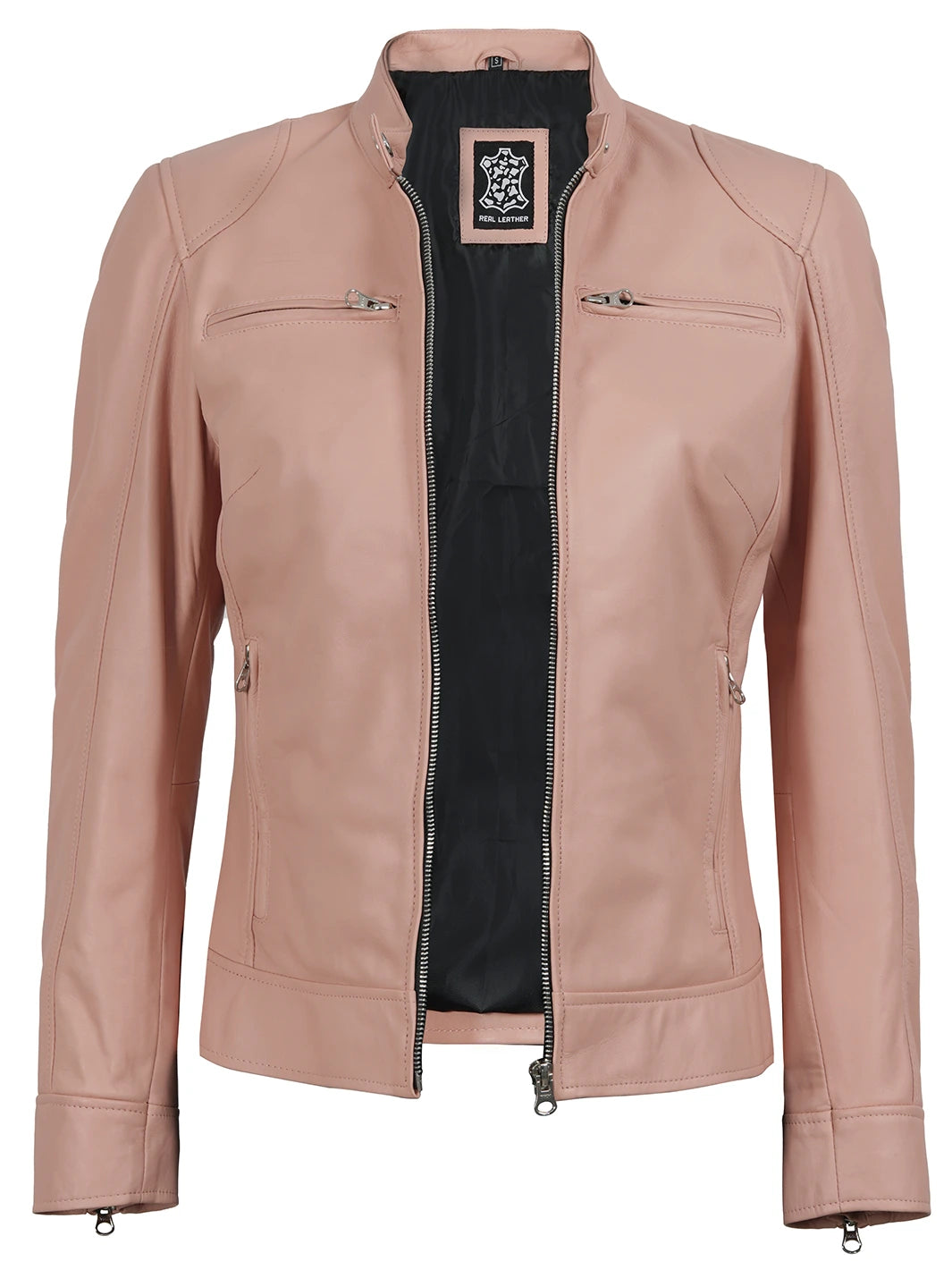 Vero Moda Only Lederjacke Pink Womens Light Pink Leather Jacket - Main Image