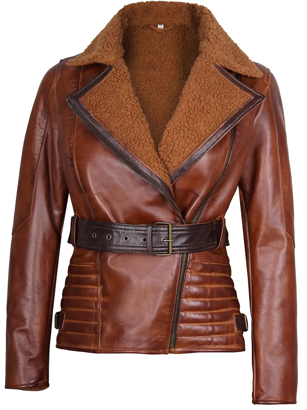 Rachel Womens Ruboff Brown Leather Jacket