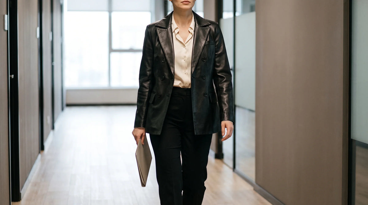 Women's leather blazer for the office