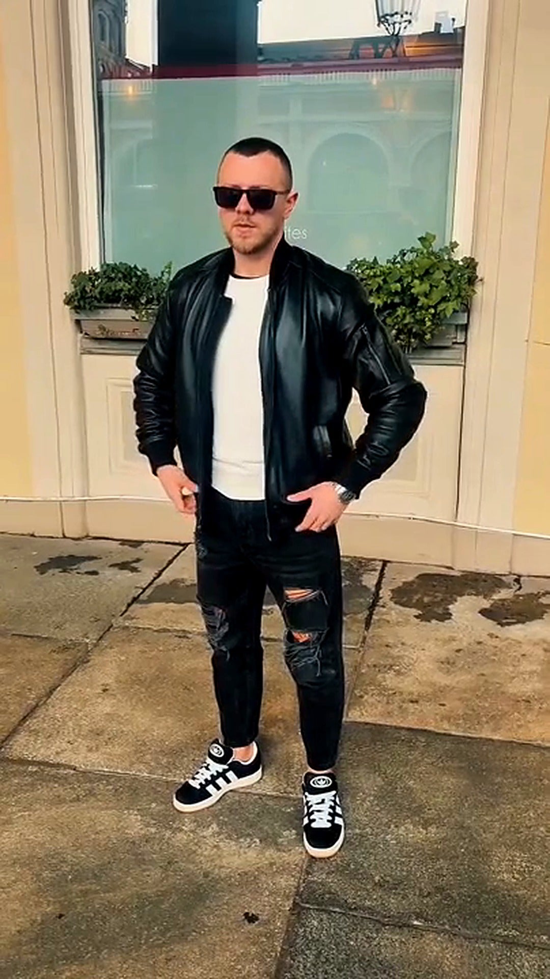 Men's Black Cafe Racer Style Real Leather Jacket | Padded