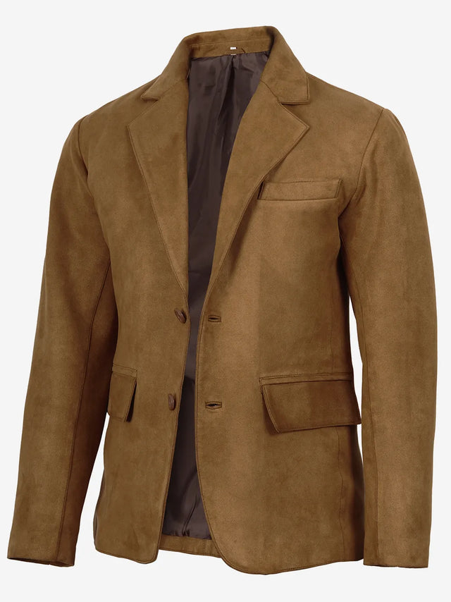 Men's light brown faux suede blazer