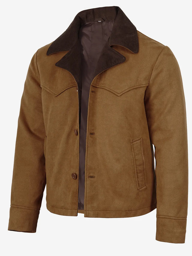 Men's light brown faux suede western jacket jacket