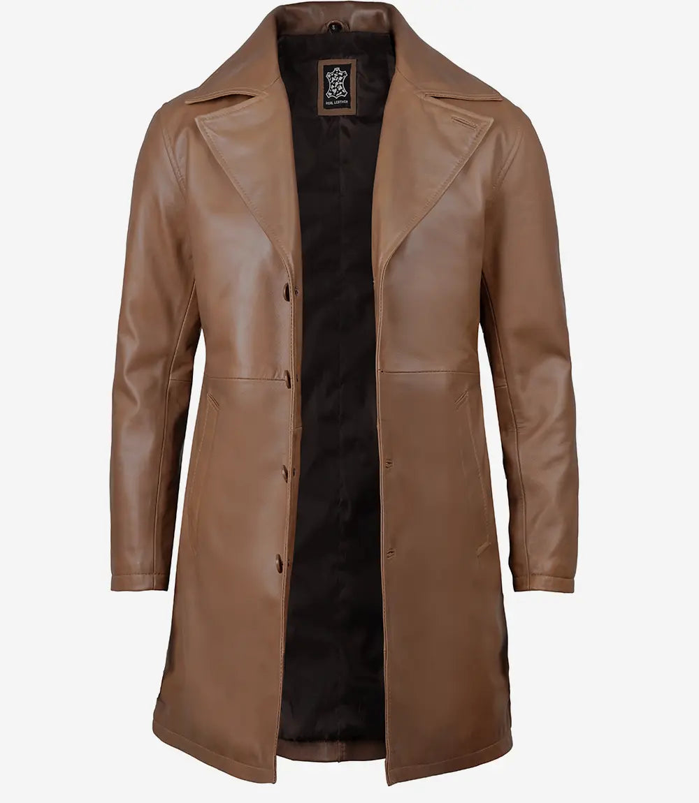 【 L】NEIGHBORHOOD LEATHER CAR COAT BROWN Mens Brown Leather Car Coat | Classic and Refined – Decrum