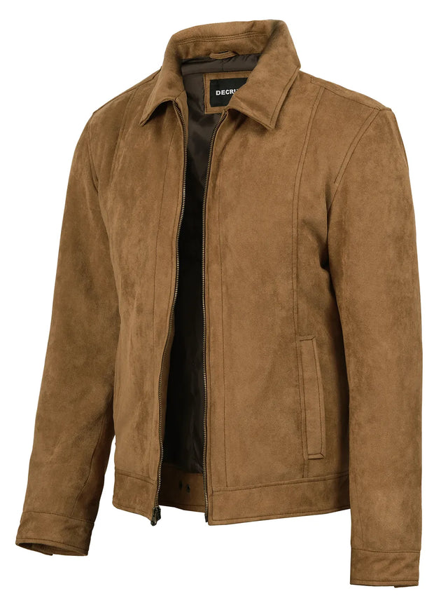 Men's light brown faux suede Harrington jacket