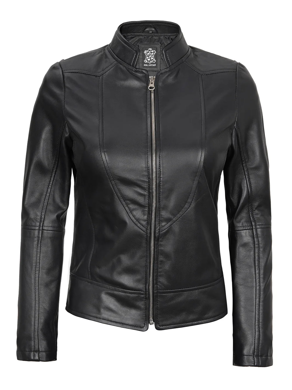 Women's Black Cafe Racer Leather Jacket – Decrum