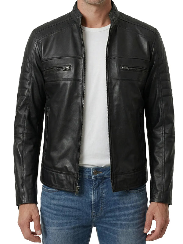 Men's Burgundy Wax Harrington Style Leather Jacket – Decrum