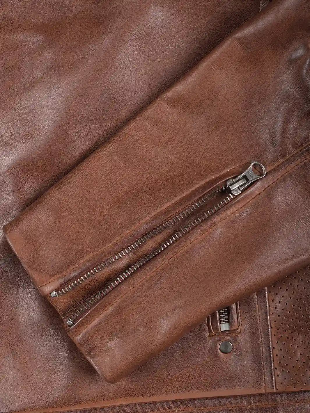 Austin Cognac Brown Cafe Racer Leather Jacket Mens