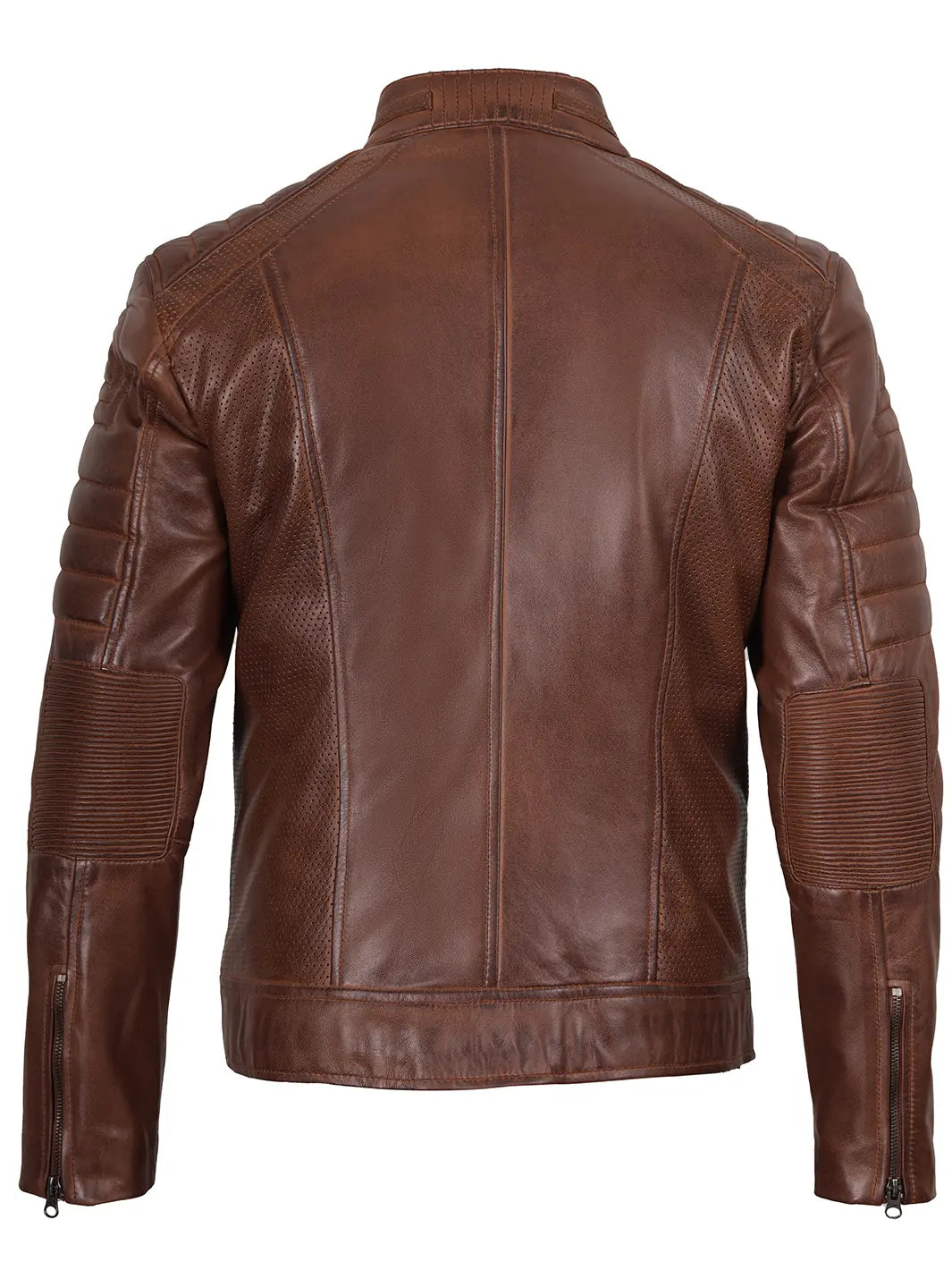 Austin Men Brown Cafe Racer Leather Jacket