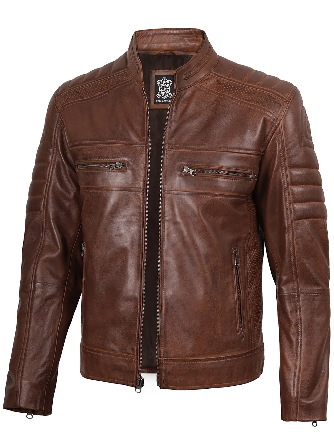 Cafe racer leather jacket for men