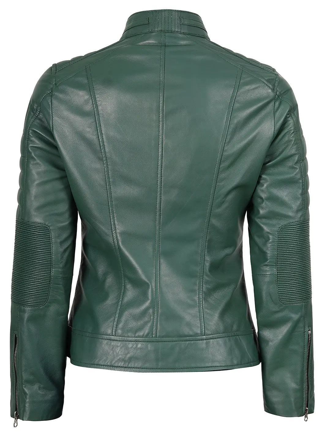 Austin Womens Cafe Racer Green Leather Jacket