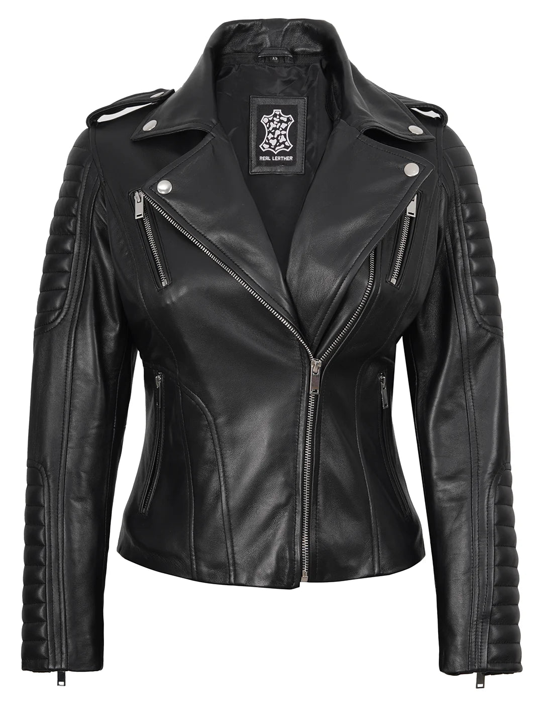 Womens Black Hooded Leather Jacket