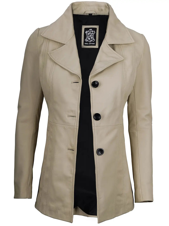 Beige leather blazer