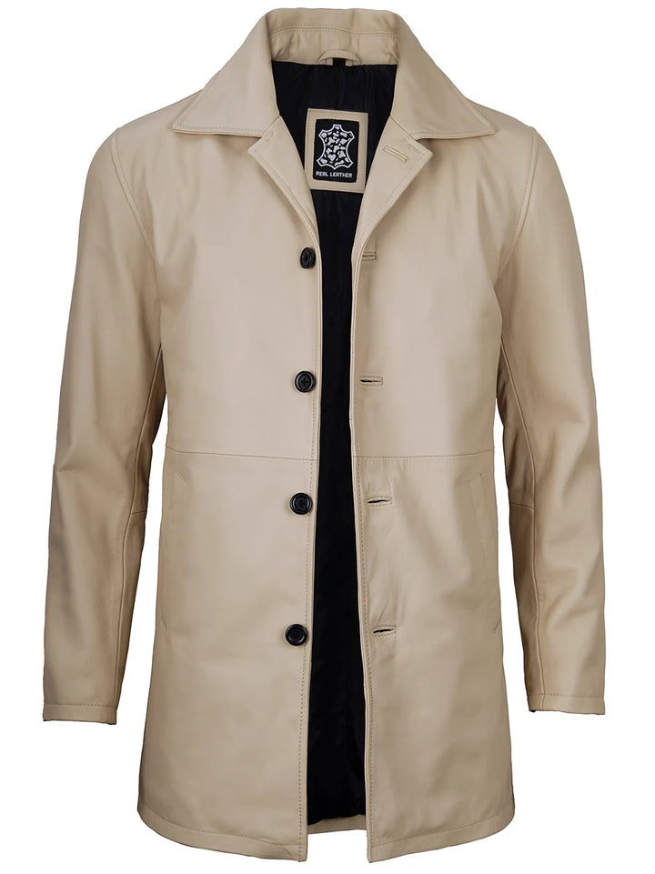 Beige leather coat