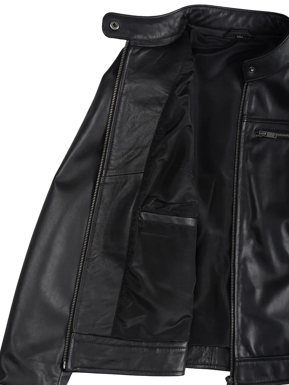 Bickford Mens Black Cafe Racer Style Real Leather Jacket – Decrum