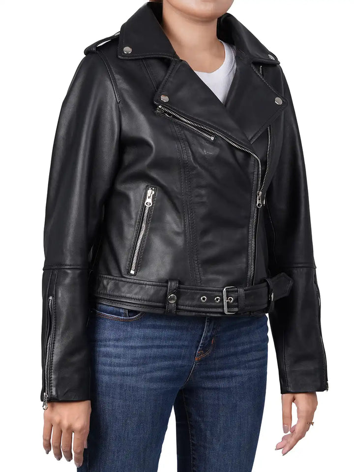 black leather jacket for women