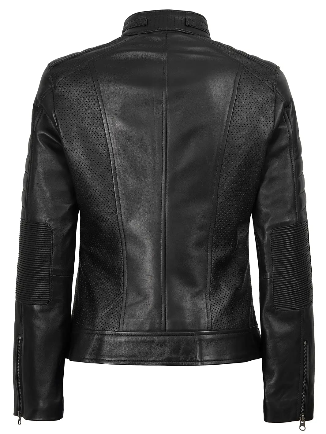 Black Cafe Racer Real Leather Jacket Womens