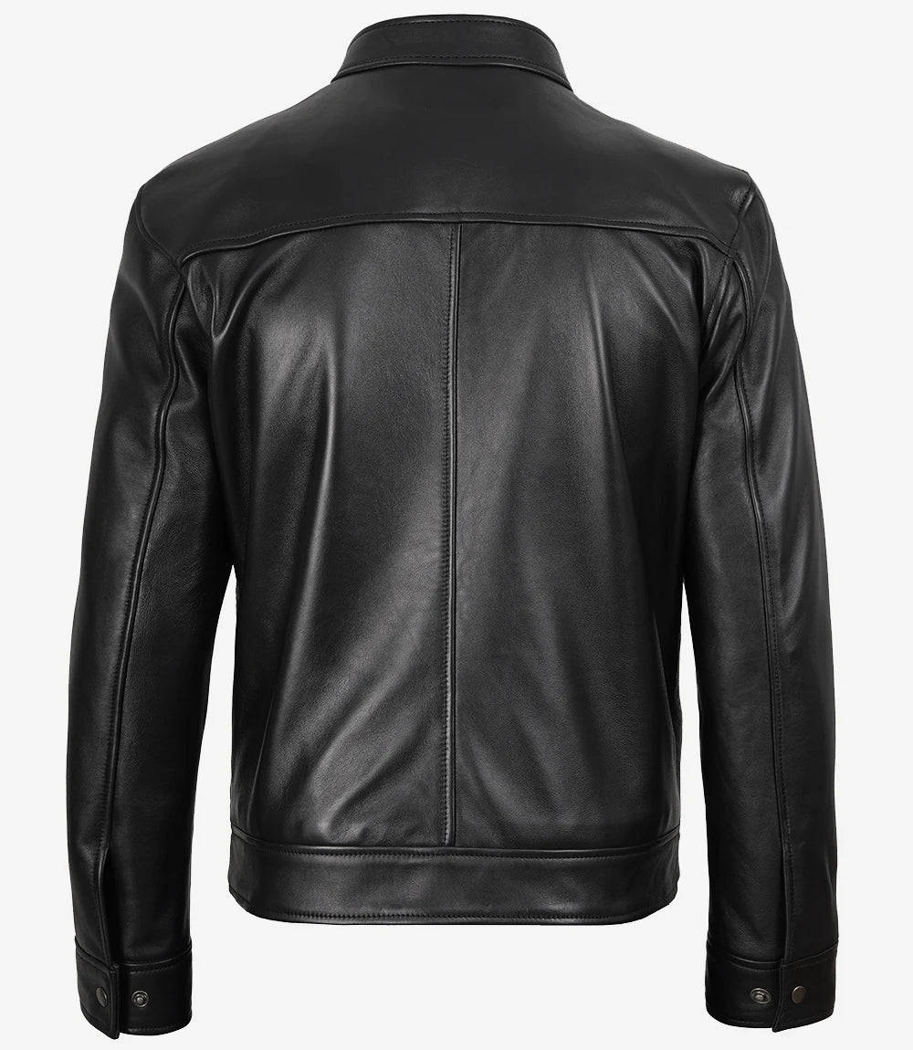 Black Mens Real Lambskin Leather Jacket