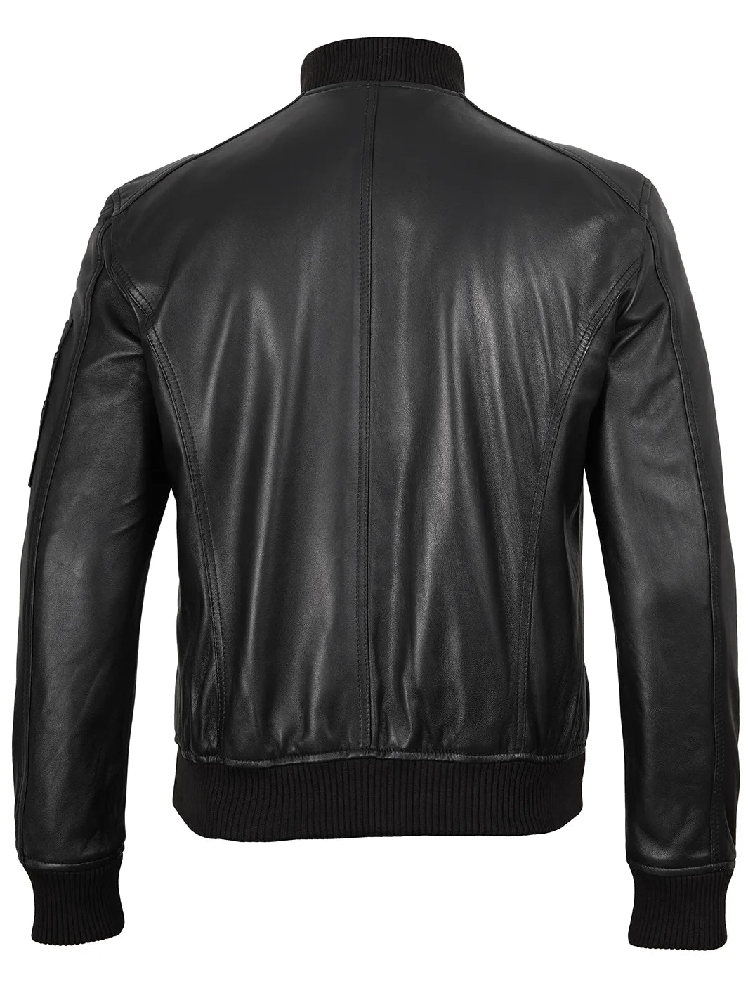 Mens Black Real Lambskin Bomber Leather Jacket