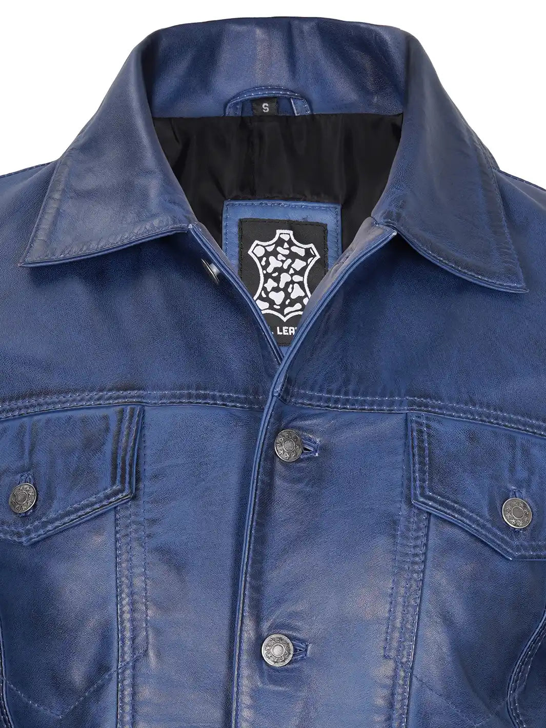 Blue wax trucker jacket