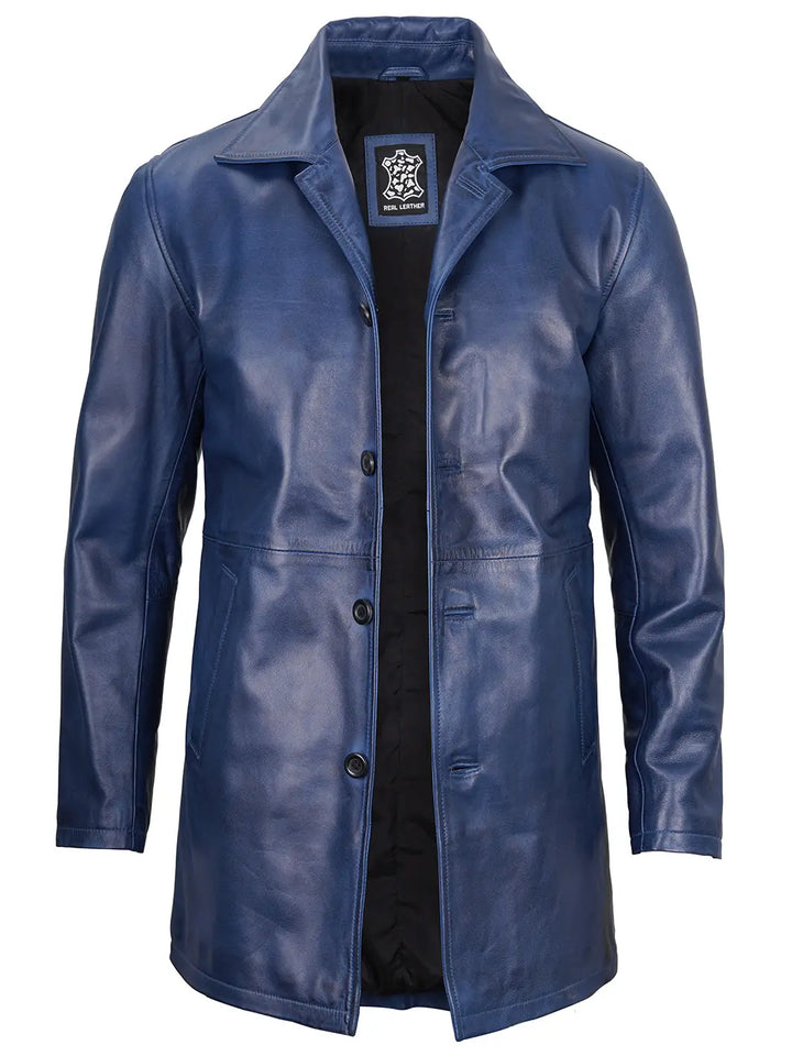 Blue Leather car coat