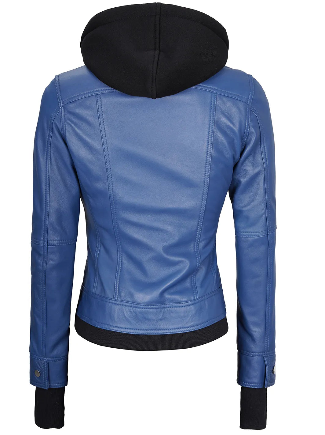 Betty Blue Leather Bomber Jacket With Removable Hood Decrum