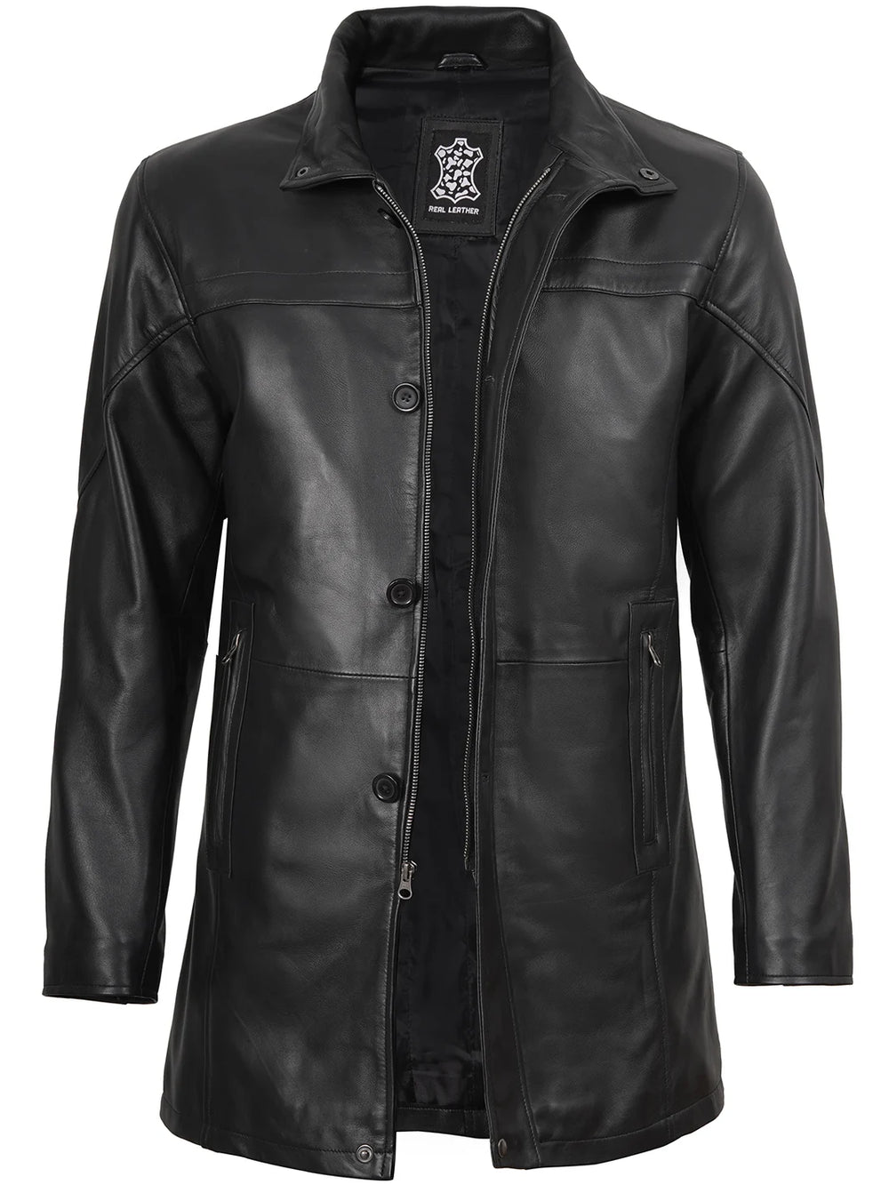Bristol — Men's Black Lambskin 3/4 Length Car Coat – Decrum Bristol — Men's Black Lambskin 3/4 Length Car Coat – Decrum