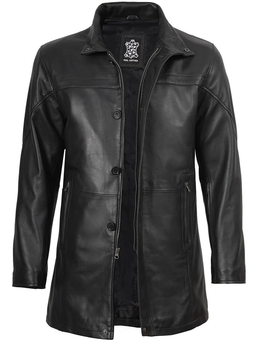 leather dress coats for men 1710 USA Leather 'Classic' Mens Black Leather Coat