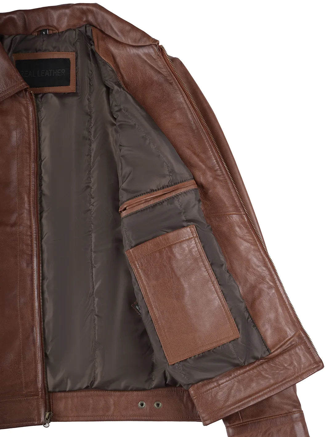 Brown Real Leather Jacket for Mens 