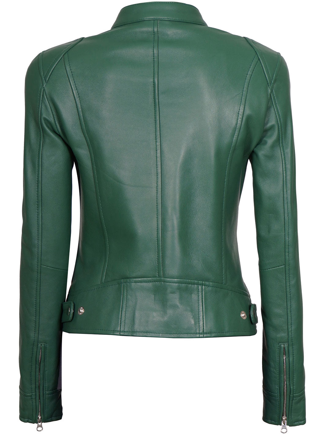 Dodge Women Motorcycle Green Leather Jacket decrumnew