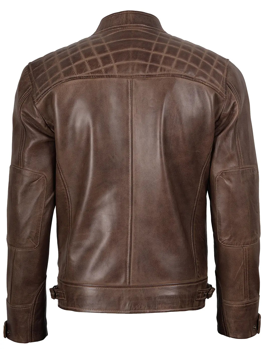 Chocolate Brown Cafe Racer Real Leather Jacket Mens
