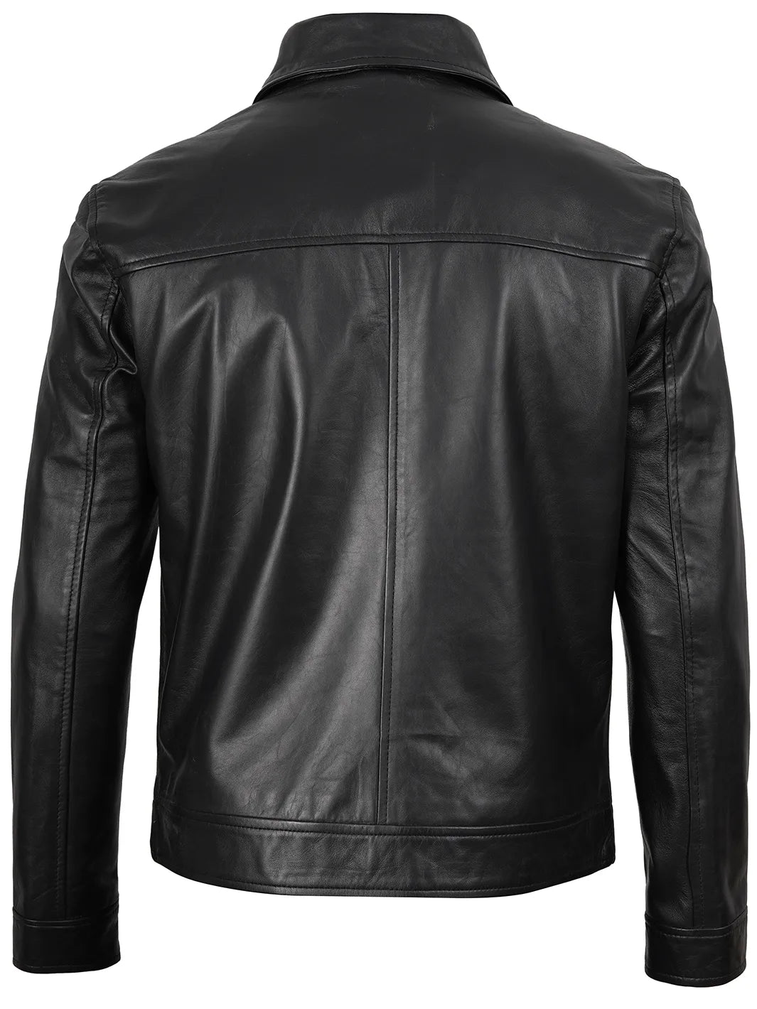 Classic Harrington Black Real Leather Jacket Mens