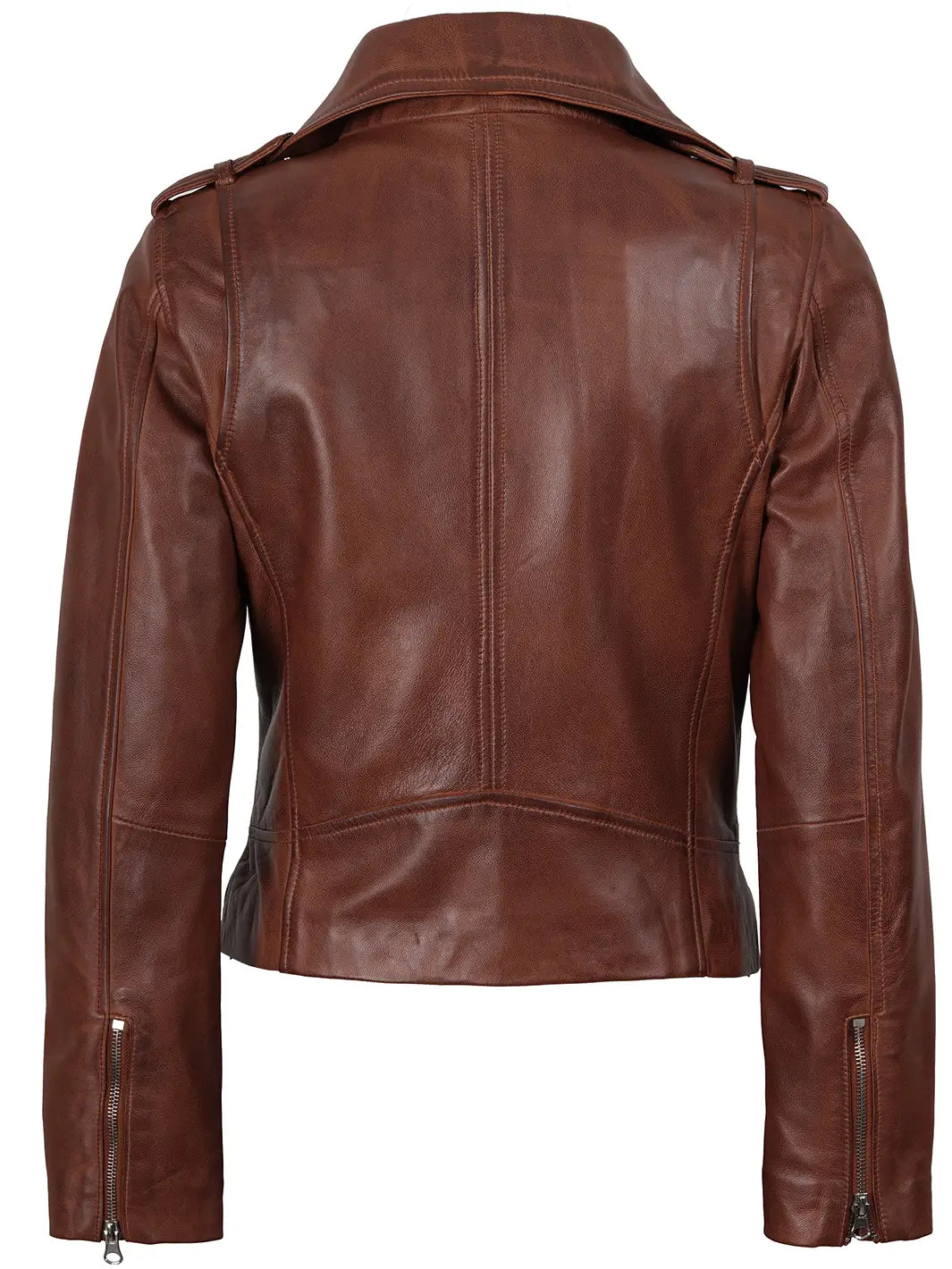 Cognac Wax Motorcycle Leather Jacket Womens Womens 