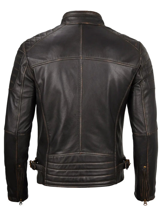 Dark Brown Cafe Racer Leather Jacket