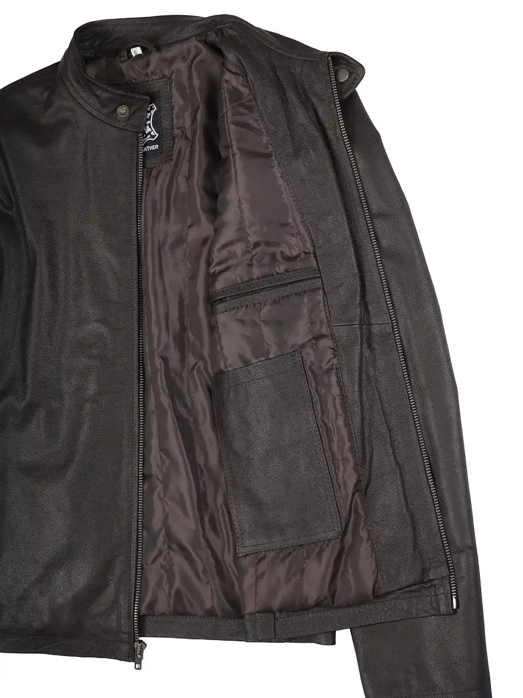 Dark Brown Cowhide Mens Leather Jacket Features 