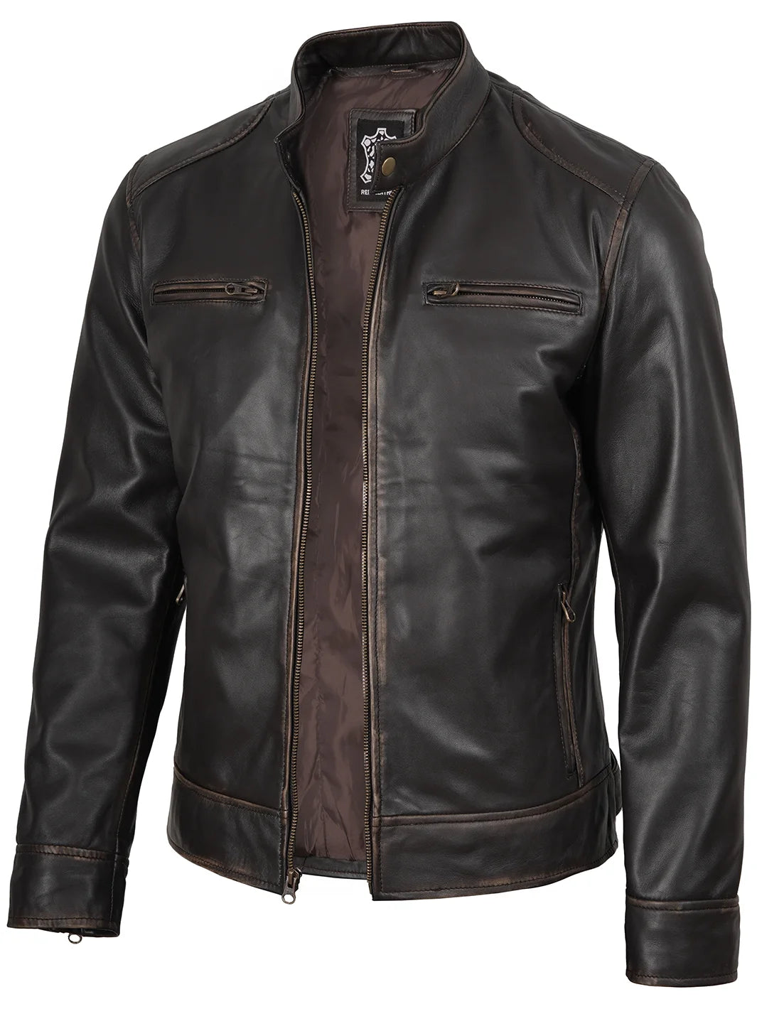 Dodge Dark Brown Biker Style Jacket