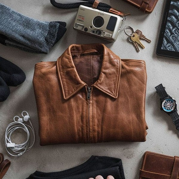 w*o様 BEAMS real lether car coat Mens Classic Button-Up Genuine