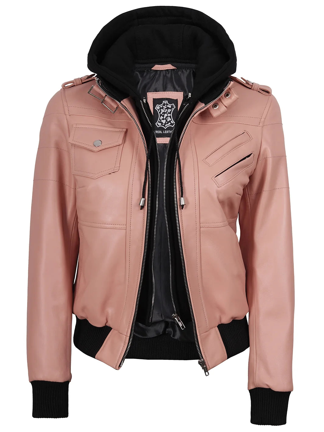Edinburgh Women's Bomber Jacket with Hood Pink