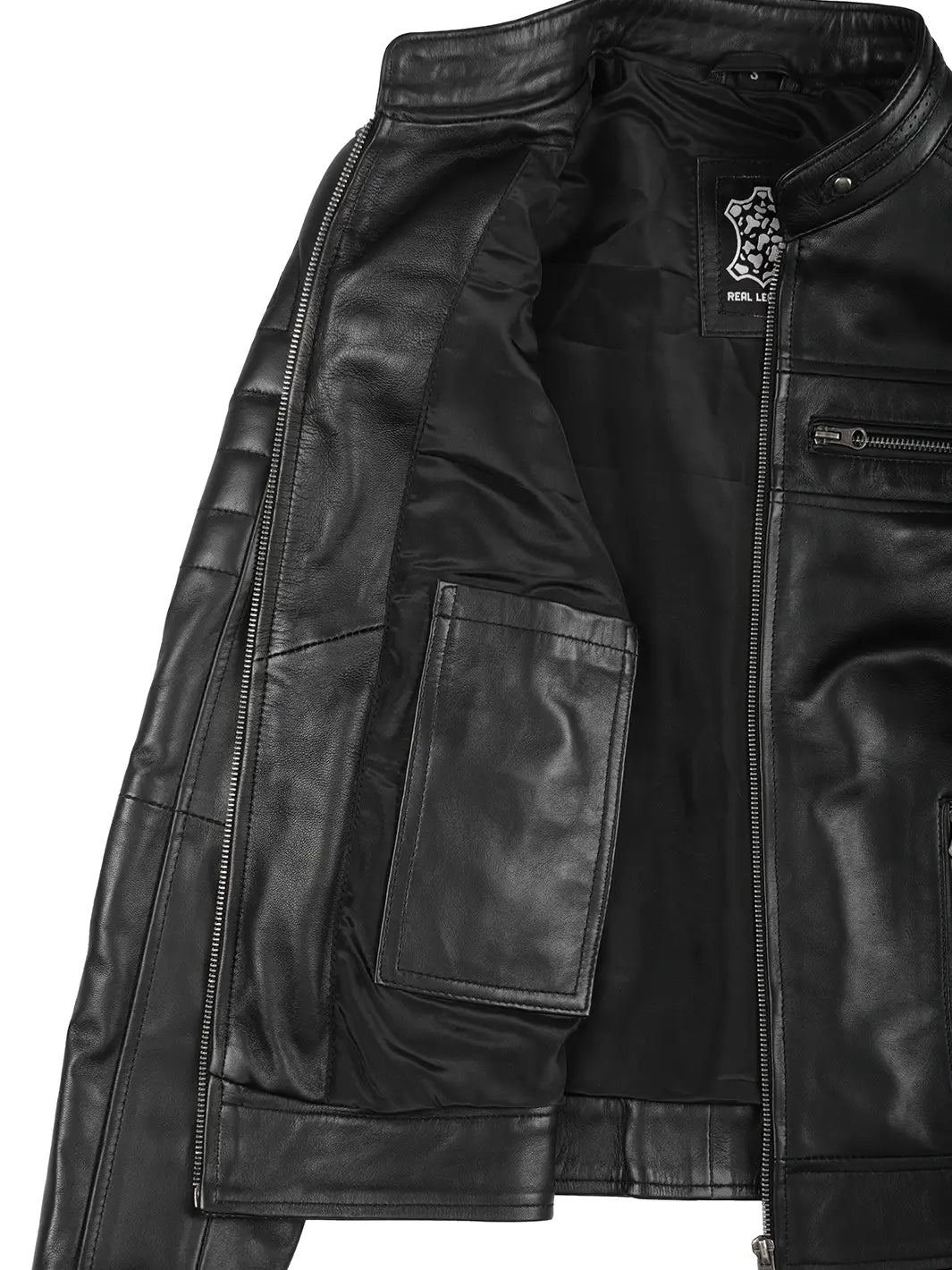 Feature of Black Cafe Racer Real Leather Jackets