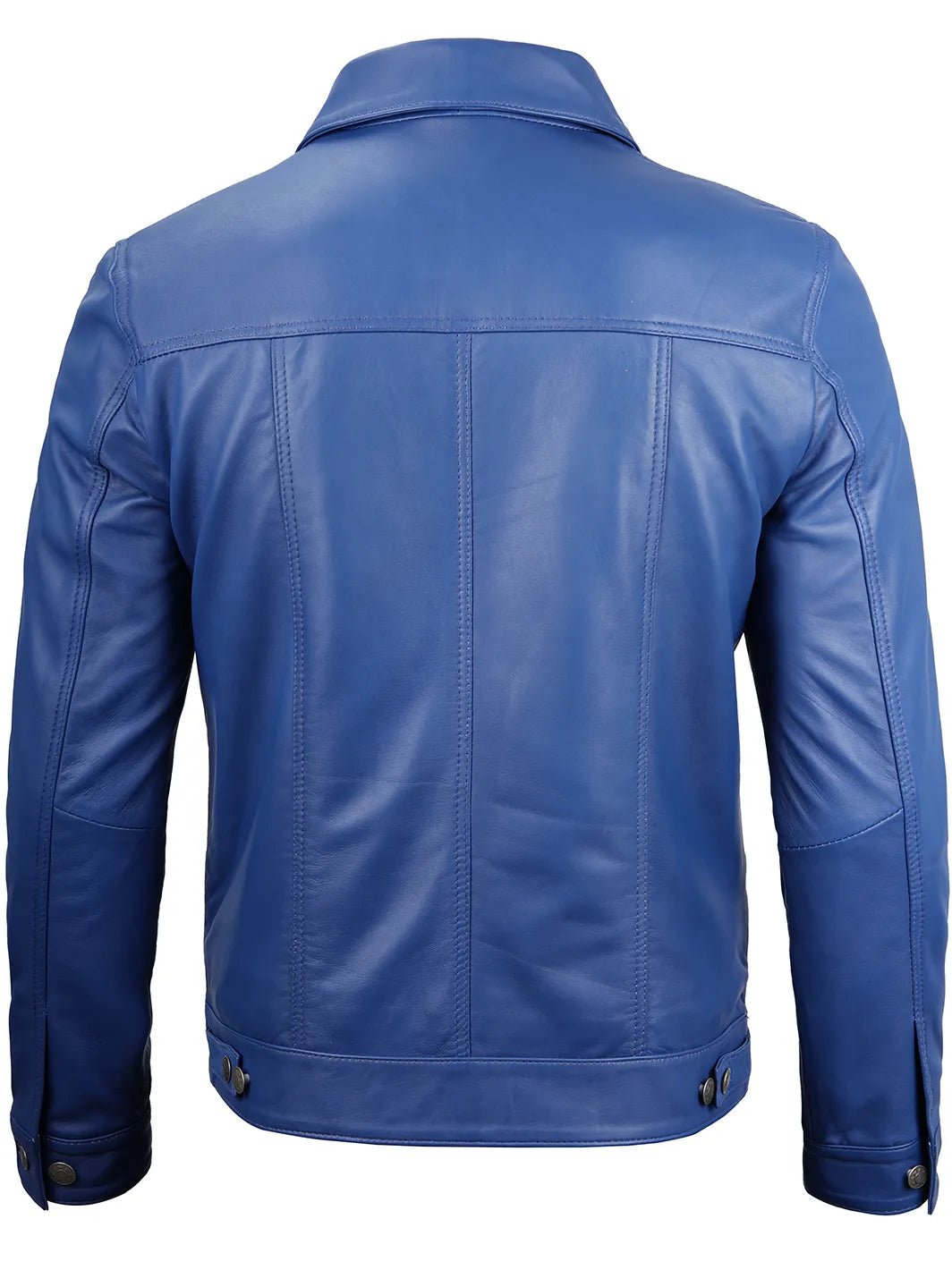 Fernando trucker blue leather jacket