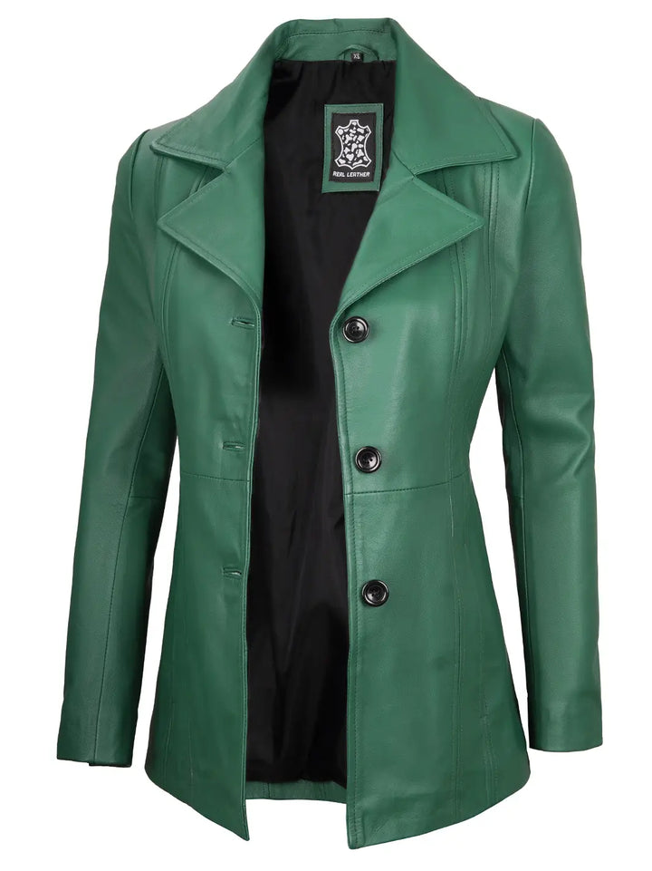 Green leather blazer