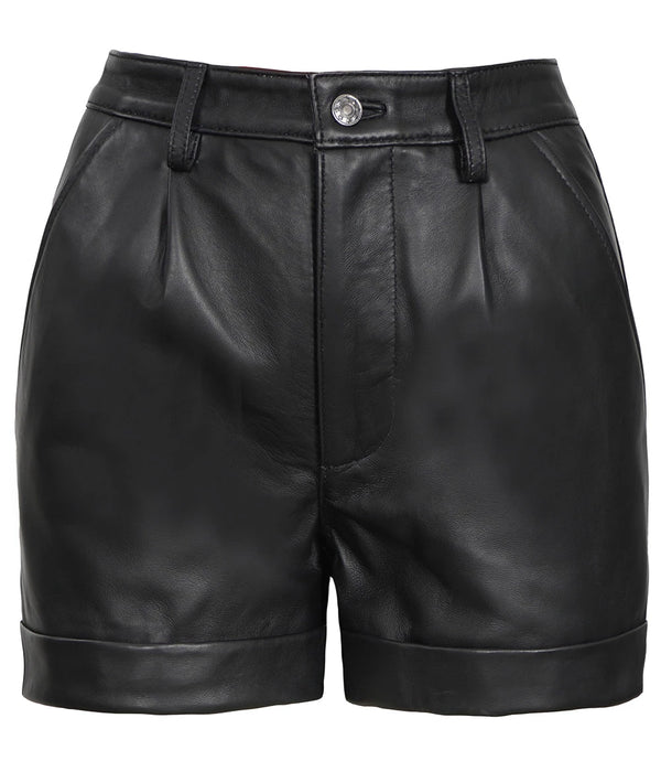 Holland_Womens_Black_Fitted_Leather_Shorts