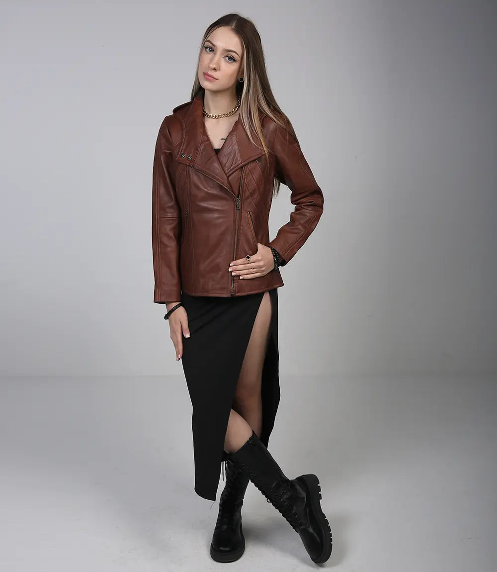 Angel Jackets Burgundy Moto Jacket Women's Leather Shorts