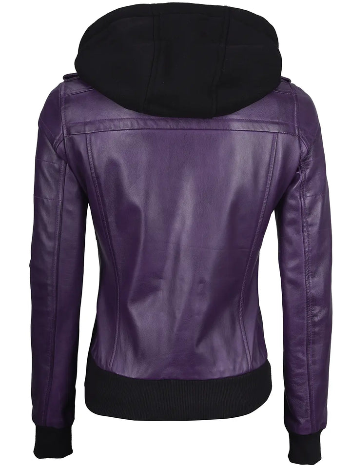 Hooded leather bomber jacket