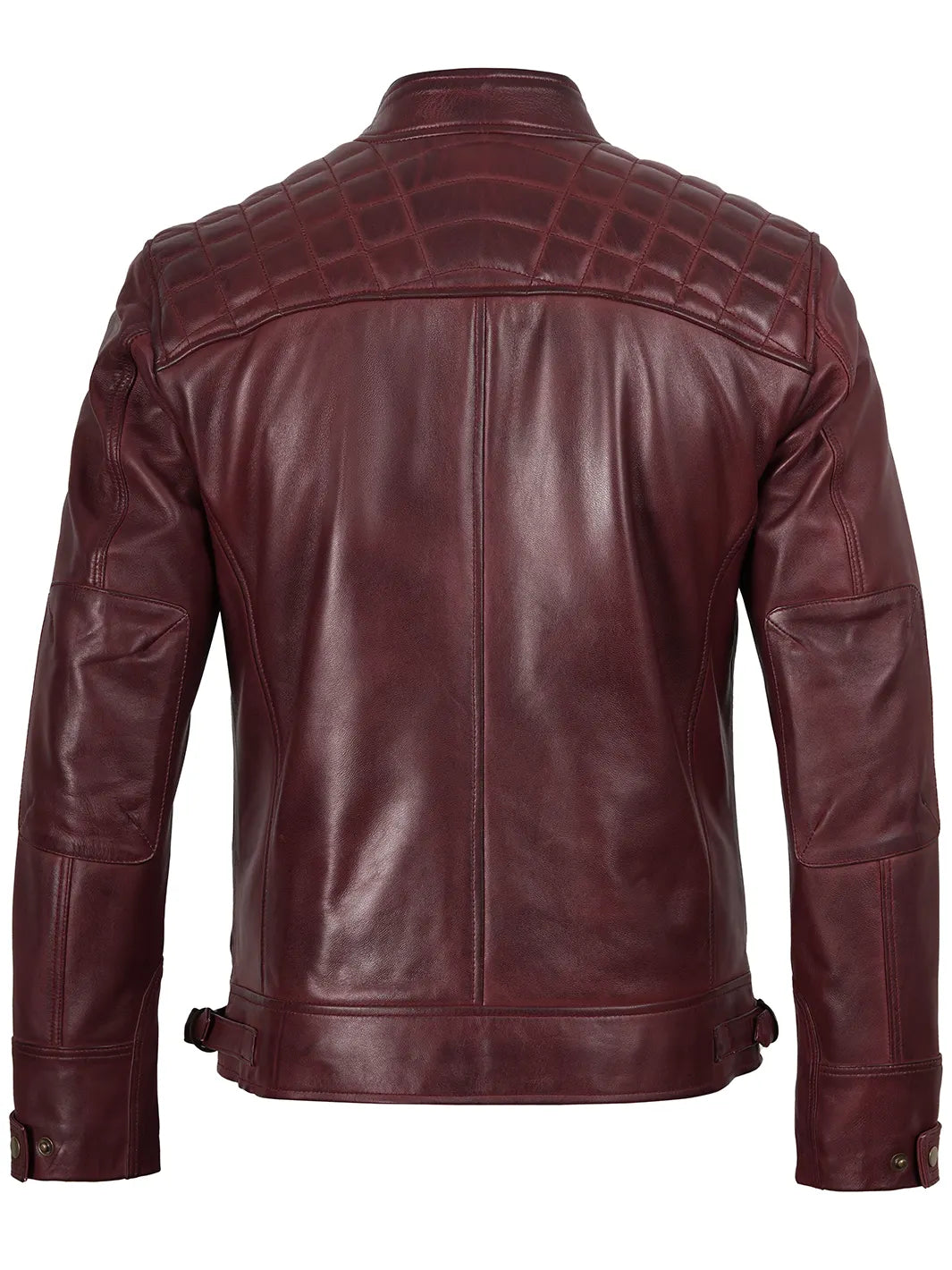 Johnson Burgundy Quilted Biker Leather Jacket