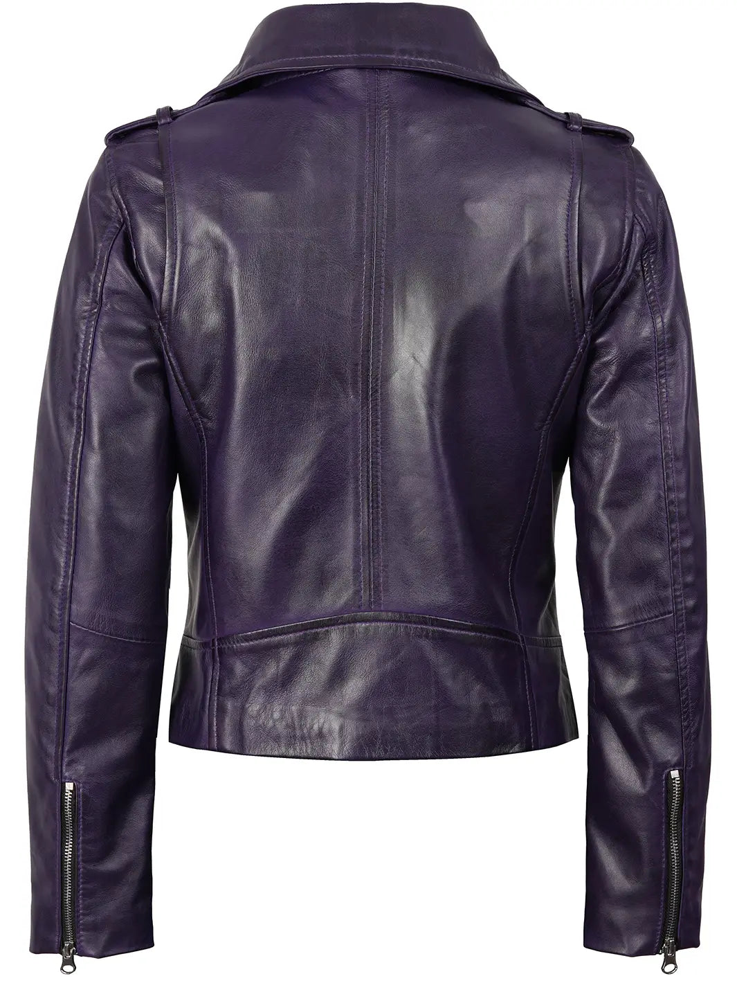Kirsten Purple Asymmetrical Motorcycle Leather Jacket Womens 