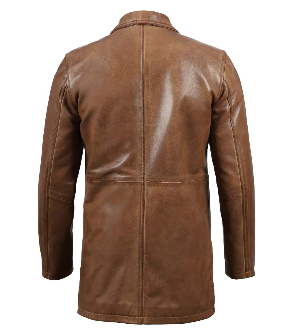 leather car coat for mens