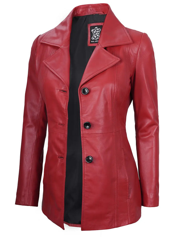 Leather blazer for woemn