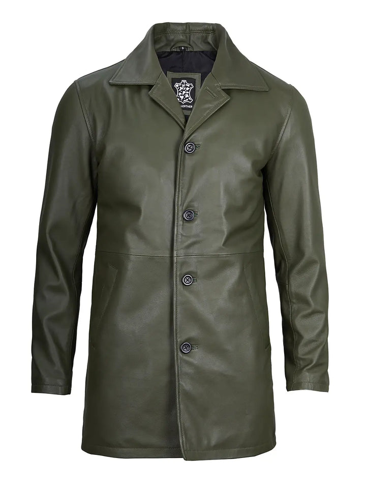 Leather car coat mens