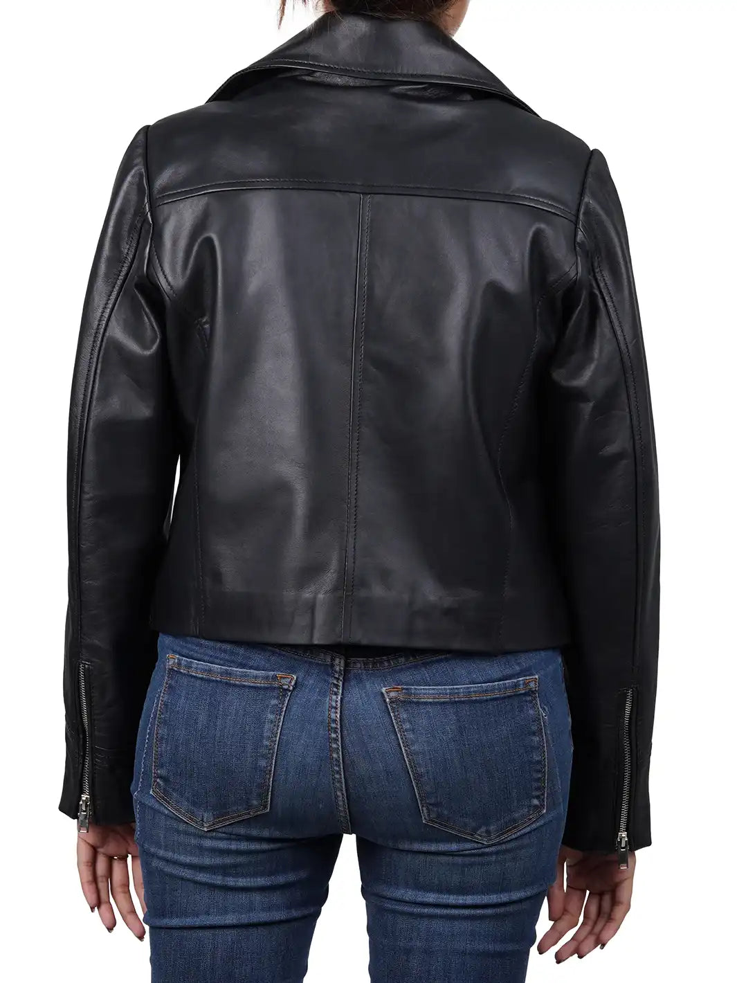 Leather jacket women relax fit