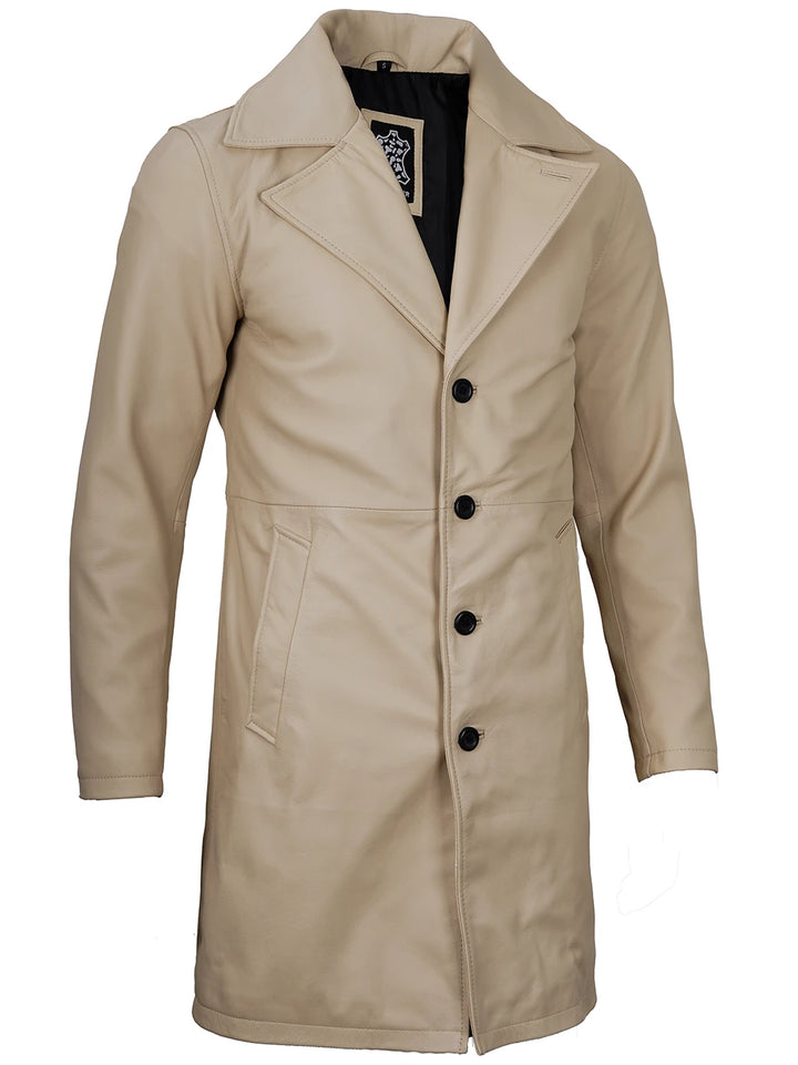 Leather mens car coat